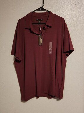 NWT Michael Kors MK  Collar Polo Burgundy Wine Pima Cotton Performance Golf NEW